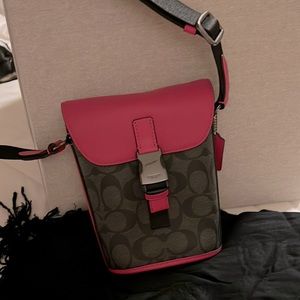 Coach pink & black bucket bag